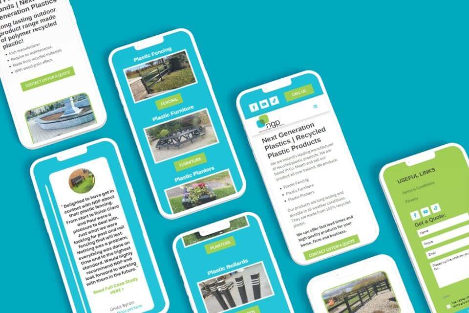 Next Generation Plastics NGP Website on iPhones flatlay