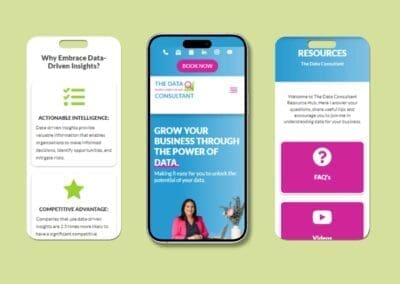 The Data Consultant website mockup mobile view flatlay